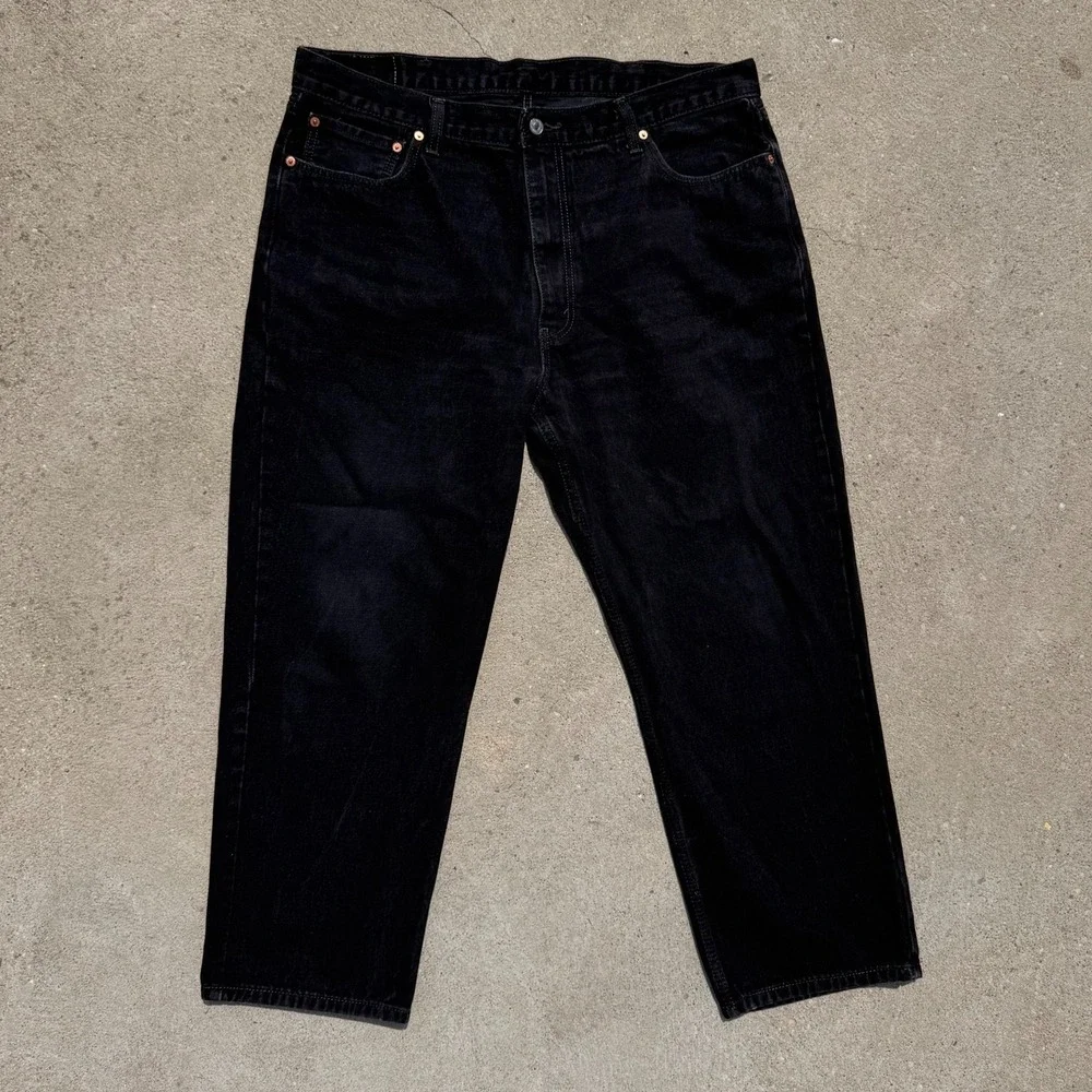 Levi's 550 Relaxed Fit Jeans Men's 42x30 Black Denim Tapered Pants Cotton